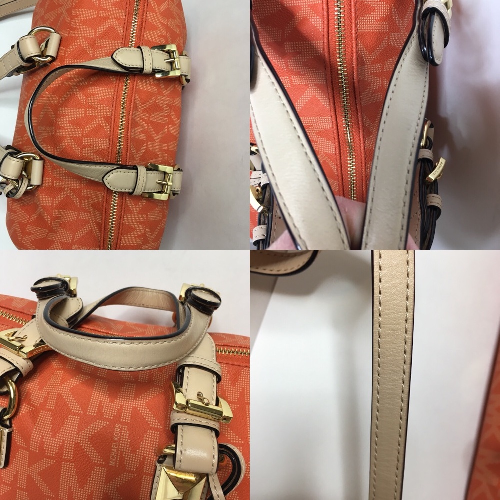Sold.    Micheal Kors Tangerine leather Grayson - Picture 2 of 8
